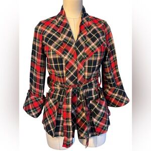 Vintage Pixie of California belted plaid jacket